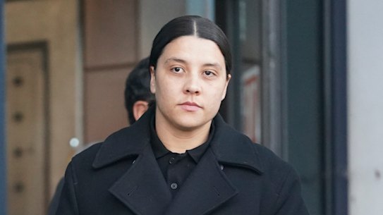 Sam Kerr leaves a court on Thursday.