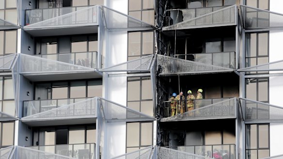 The cladding on the Lacrosse building caught fire in 2014.