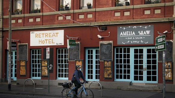 Pubs like the Retreat Hotel, in Sydney Road Brunswick, remain closed under Melbourne's stage four lockdown.
