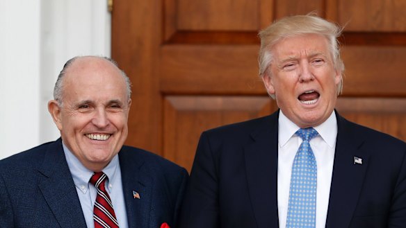 Then-President-elect Donald Trump and ex-New York City mayor Rudy Giuliani  in 2016.
