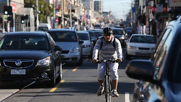 Cycling on Sydney Road.