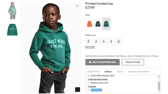 The controversial hoodie from H&M. 
