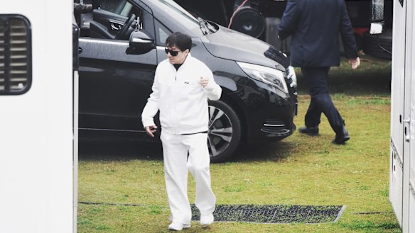 Jackie Chan on the Bleeding Steel set at Moore Park in 2016. 