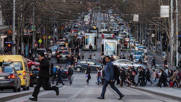 Peak hour congestion on Collins Street