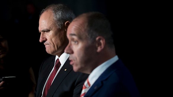 NAB chairman Ken Henry and CEO Andrew Thorburn received a slap from commissioner Kenneth Hayne.