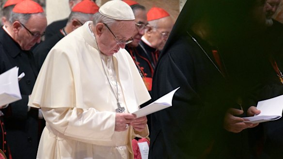 Pope Francis attends a penitential liturgy at the Vatican earlier this week.
