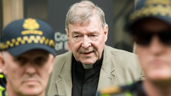 Cardinal George Pell leaves the County Court in Melbourne where was found guilty of historic sexual offences.