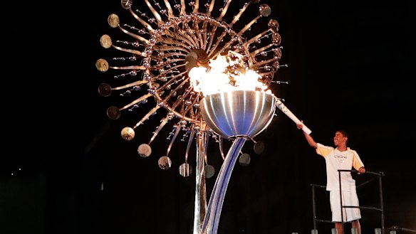 The flame is lit at the opening ceremony of the 2016 Rio de Janerio Olympics. The Queensland Opposition is backing a Brisbane bid.