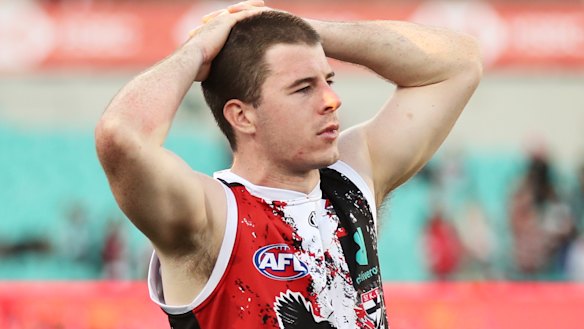 Jack Higgins after St Kilda’s defeat by the Swans.
