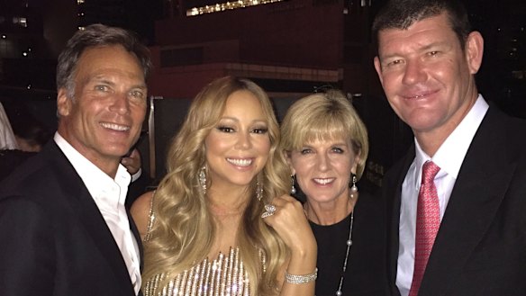 Happier times: David Panton, Mariah Carey, Julie Bishop and James Packer at Crown Casino in Melbourne.
