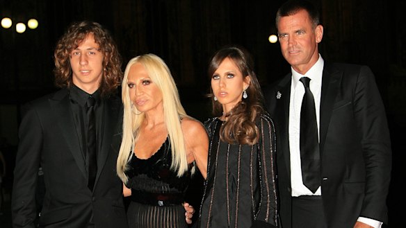 Donatella with ex-husband Paul Beck and their children Daniel and Allegra in 2017.