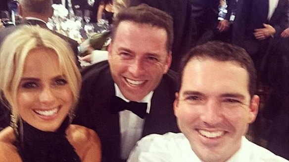Sylvia Jeffreys with brother-in-law Karl Stefanonic (centre) and husband Peter Stefanovic.