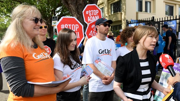 GetUp campaigners in the federal electorate of Wentworth during the byelection last year.