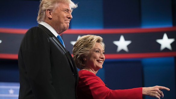 Then Democratic presidential candidate Hillary Clinton and President Donald Trump, who faced off in the first presidential debate in September 2016.