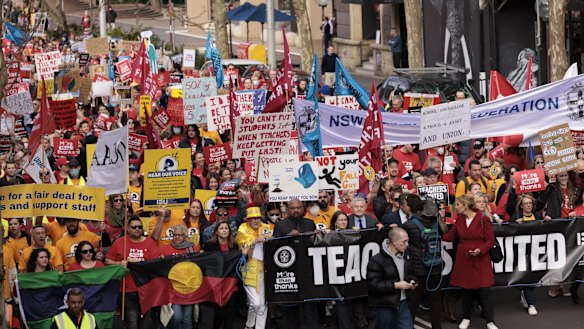 NSW teachers marched in protest over poor pay and conditions this week.