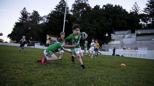 Bondi United junior rugby league teams training at Waverley Oval.