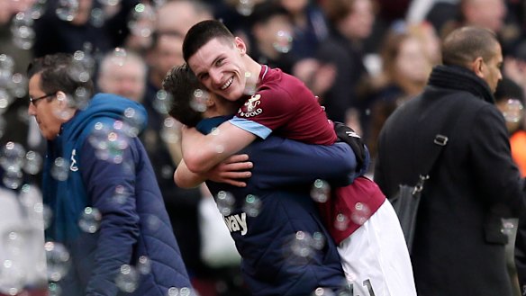 Teenager Declan Rice (right) got on the scoresheet for the Hammers.