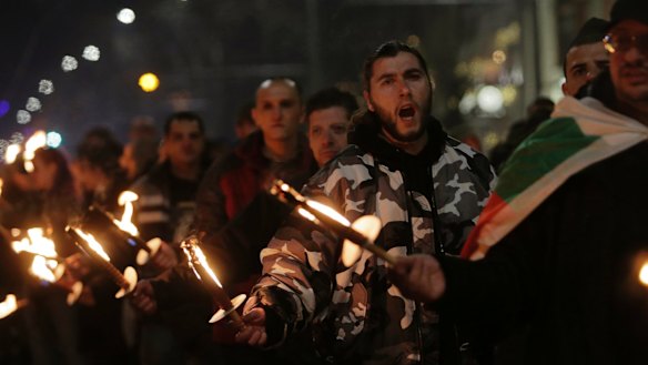 Hundreds of Bulgarian nationalists march last month to honour an anti-Semitic World War II general.