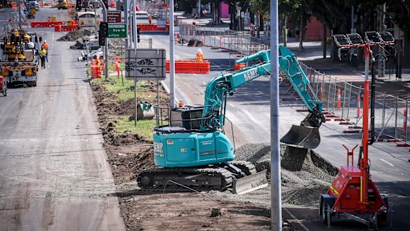 Redevelopment works underway on Hoddle Street. 