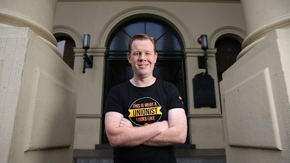 Trades Hall secretary Luke Hilakari at the Victorian Trades Hall.