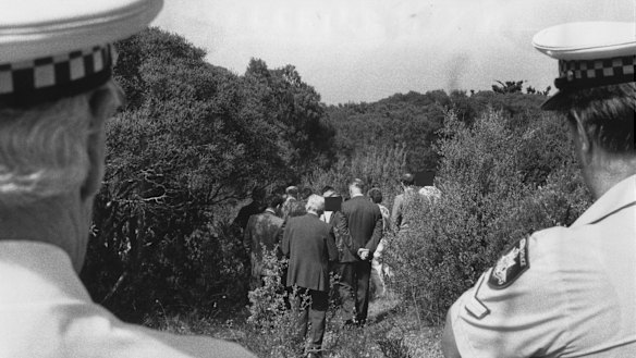 Jurors visit the site where the bodies of Isabel and Douglas Wilson were found.