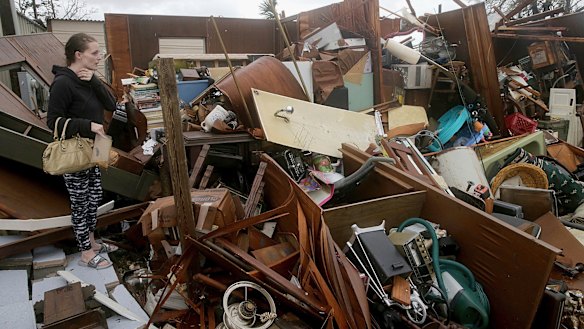 Haley Nelson inspects damage to her family properties in Florida after Hurricane Michael made landfall on October 10.
