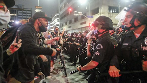 A protest over the death of George Floyd in Los Angeles. Floyd died in police custody Monday in Minneapolis.