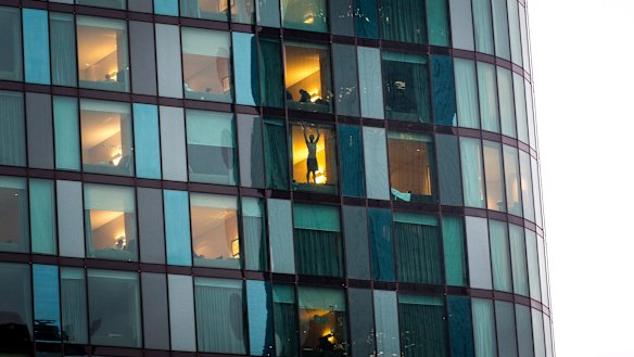 Quarantined travellers detained in Crown Promenade in April.