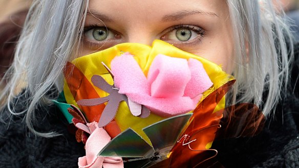 A climate activist at the March for Climate in a protest against global warming in Katowice, Poland, on Saturday.