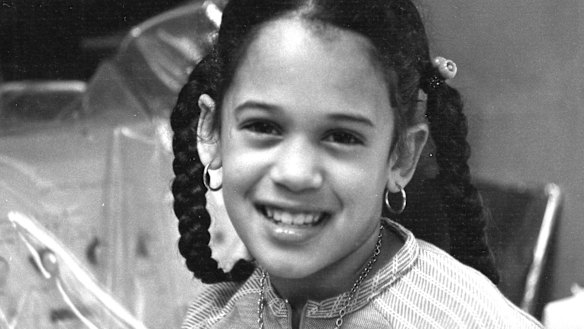 Kamala Harris as a child at her mother's lab in Berkeley, California.