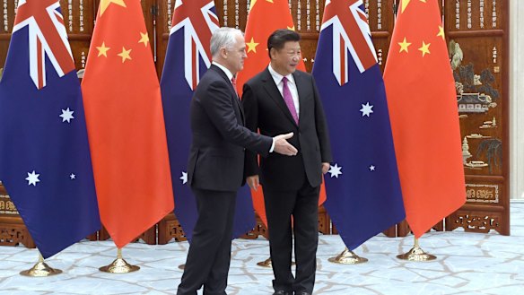 Malcolm Turnbull with Chinese President Xi Jinping. 