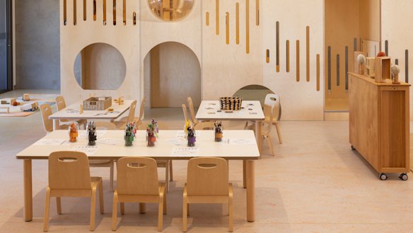 Rather than the usual approach of cheery bright feature walls and gaudy colours, the scheme is soft and muted - powder blues, olives and soft yellows.