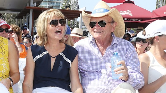 Gerry Harvey, with wife Katie, at the Magic Millions sales last year.