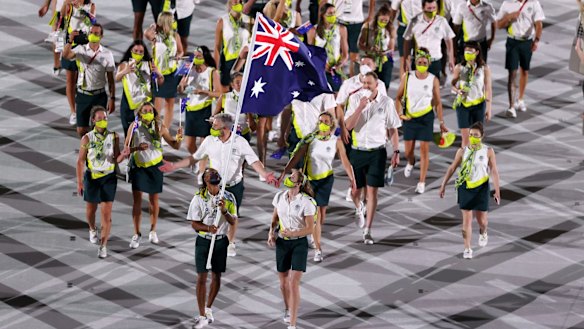 Team Australia at the opening ceremony.