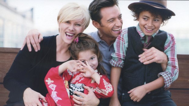 Hugh Jackman and Debra-Lee Furness with their two children, Oscar and Ava. 