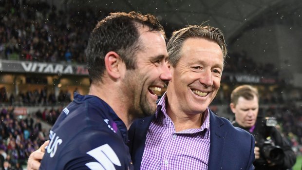 Relieved: Cameron Smith (left) feared Craig Bellamy couldn't turn down Brisbane's offer.