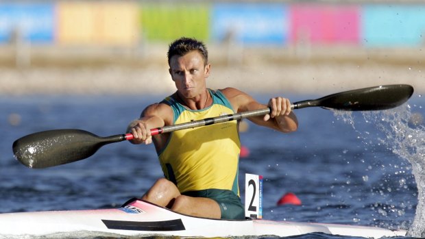 Nathan Baggaley in his silver-medal-winning Olympic kayak race.