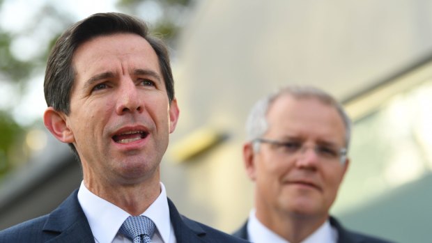 Trade Minister Simon Birmingham and Prime Minister Scott Morrison. 