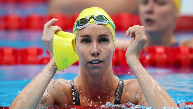 Emma McKeon after her 100m freestyle semi-final. 