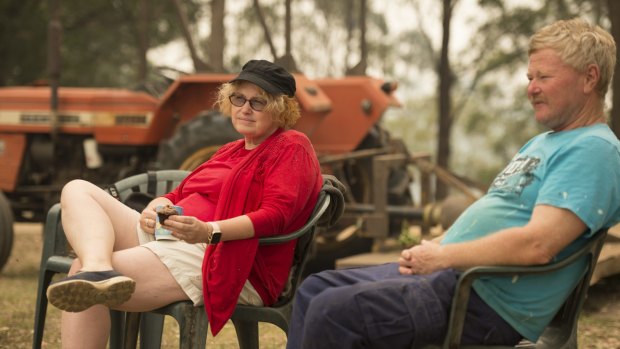 Congarinni property owners Owen and Helen Rushton have been watching the  bushfire as it approaches their property near Macksville 