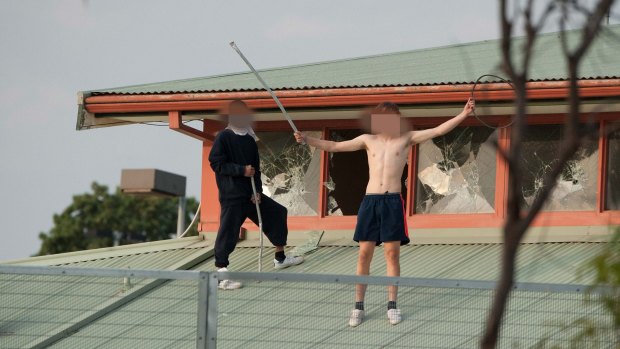 Rioting teens on the roof of Parkville youth detention centre in 2016