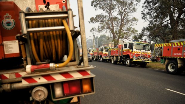 RFS tankers at Moruya on standby on Saturday.