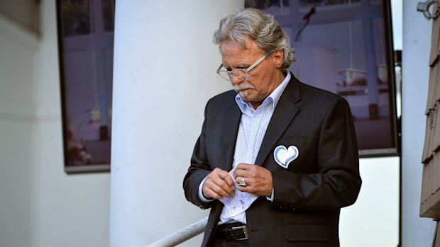 John Ruszczyk, the father of Justine Damond, at the memorial for the Australian woman.