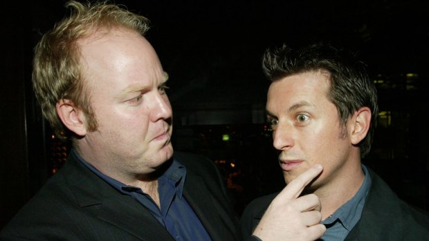 Lifelong friends: Helliar and Rove McManus in 2003.