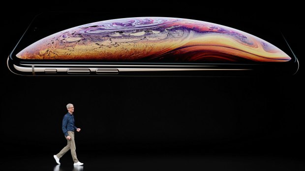 Apple CEO Tim Cook speaks about the Apple iPhone X during a recent event to announce new  products.