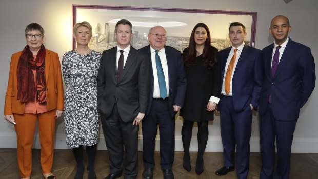 From left, Labour MPs Ann Coffey, Angela Smith, Chris Leslie, Mike Gapes, Luciana Berger, Gavin Shuker and Chuka Umunna have formed The Independent Group, which was joined this week by three Conservative MPs.