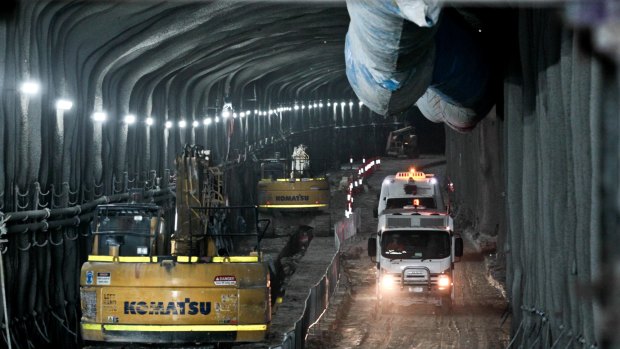 The WestConnex tunnels under construction, between Concord and Haberfield, in December last year. 