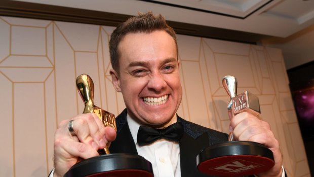 Grant Denyer with his Gold and Silver Logies in July.