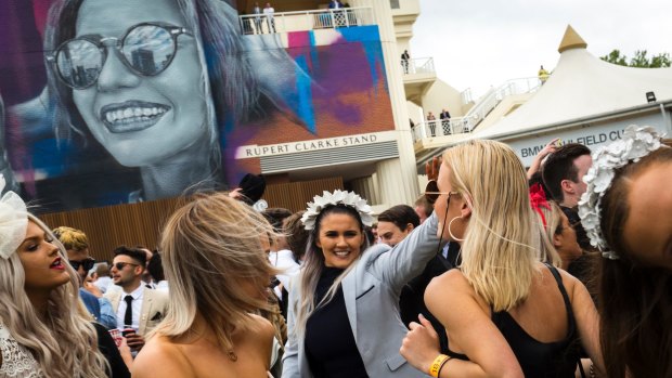 General public enjoy the party atmosphere at the 2017 Caulfield Cup. 