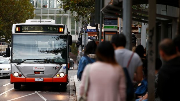 A Transdev bus in Lonsdale Street.